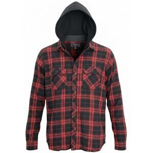 Forever 21 Red and Black Plaid Hooded Button-Up Shirt
